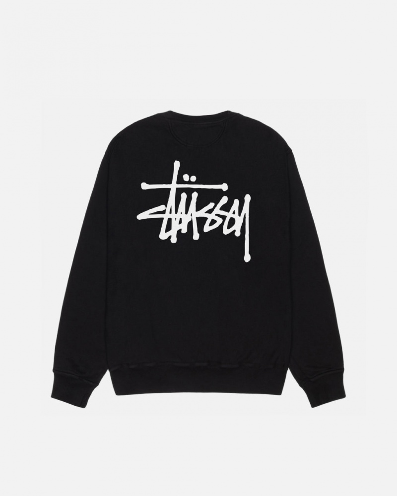 Stussy Basic Stussy Crew Pigment Dyed - Unisex Hoodies Czarne | SPLVO32429