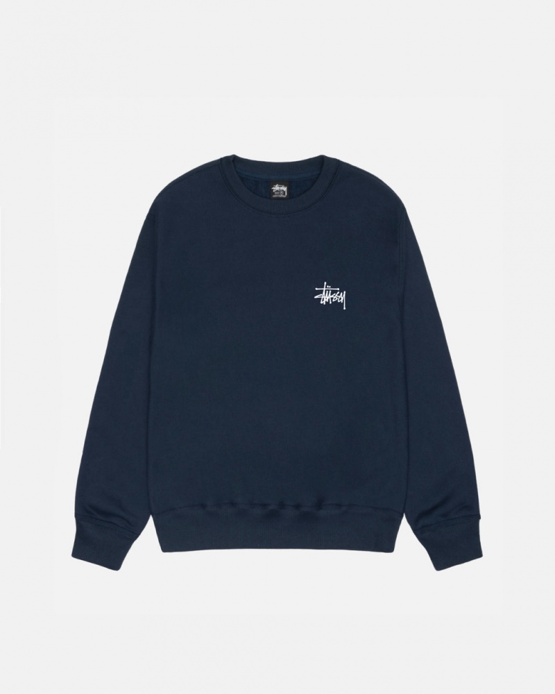 Stussy Basic Stussy Crew - Unisex Hoodies Granatowe | PLZDE53326