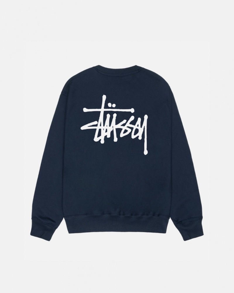 Stussy Basic Stussy Crew - Unisex Hoodies Granatowe | PLZDE53326