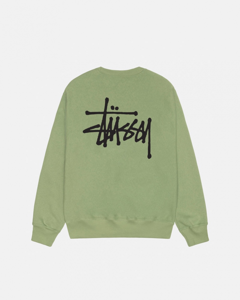 Stussy Basic Stussy Crew - Unisex Hoodies Zielone | PLQCS27564