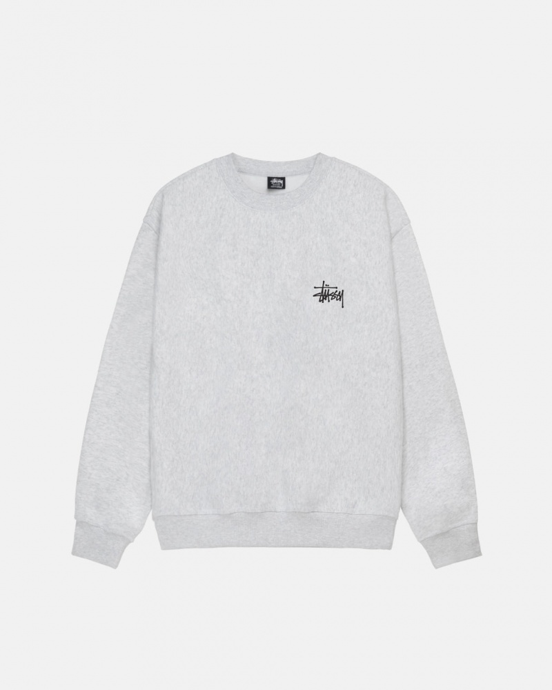 Stussy Basic Stussy Crew - Unisex Hoodies Szare | UPLND32163