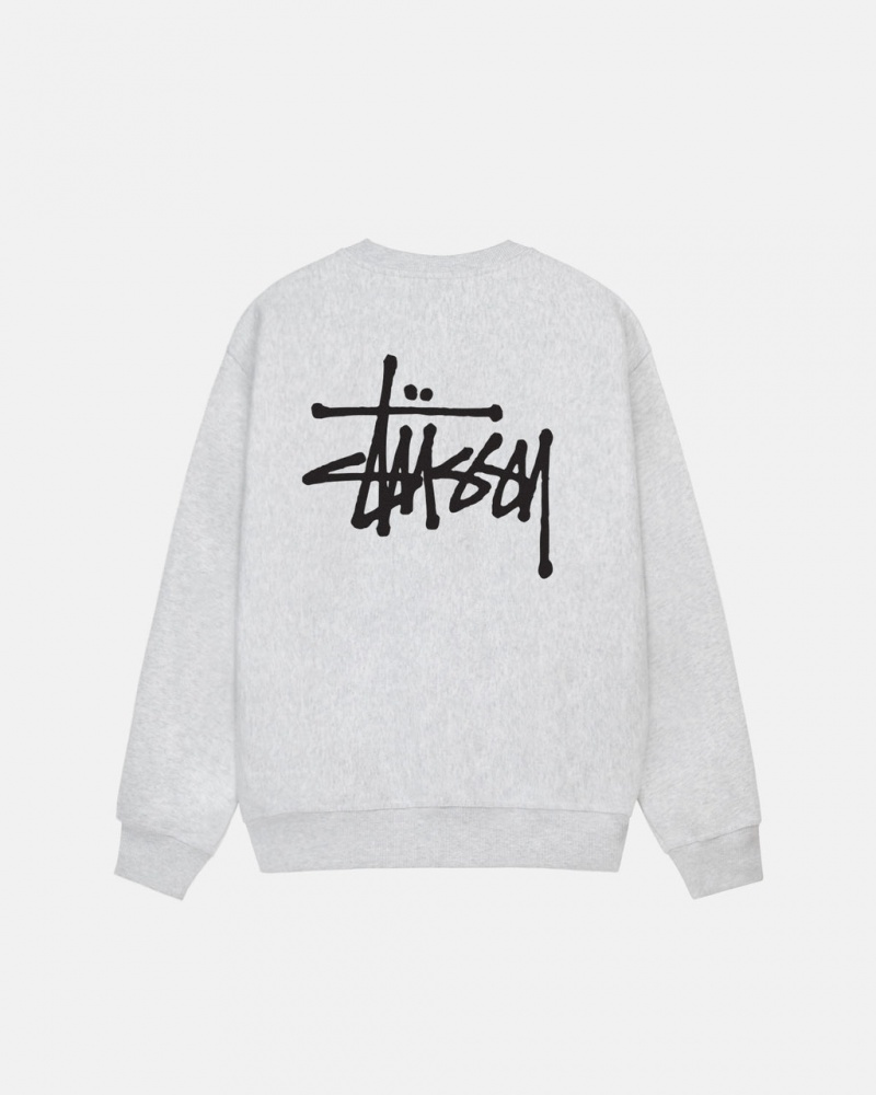 Stussy Basic Stussy Crew - Unisex Hoodies Szare | UPLND32163