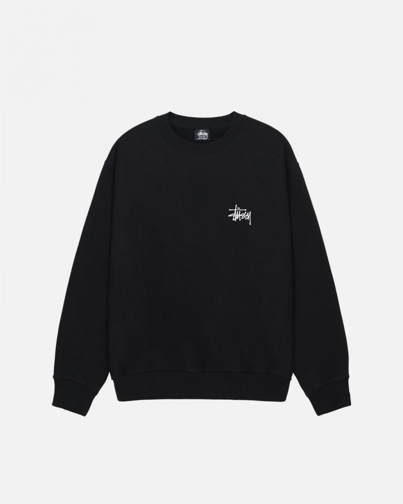 Stussy Basic Stussy Crew - Unisex Hoodies Czarne | PLCVG62202