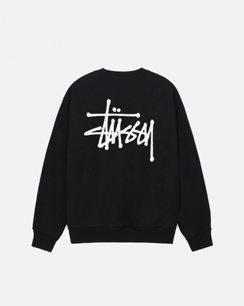 Stussy Basic Stussy Crew - Unisex Hoodies Czarne | PLCVG62202