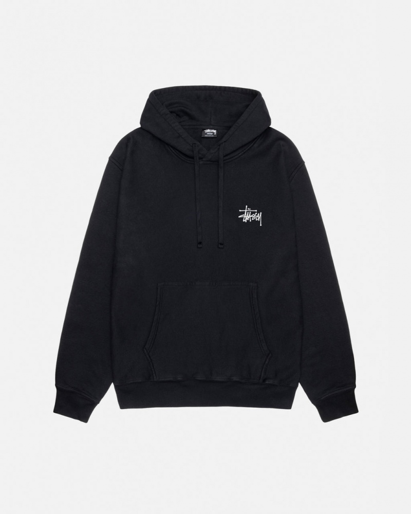 Stussy Basic Stussy Hoodie Pigment Dyed - Unisex Hoodies Czarne | PLQCS40556