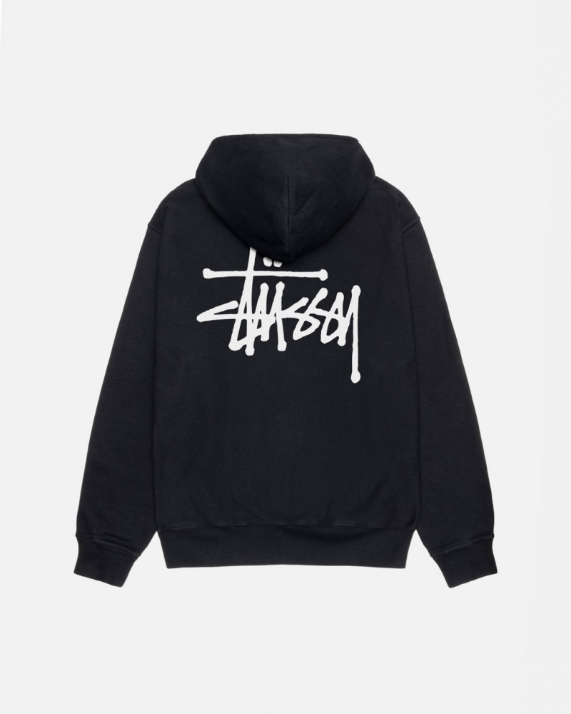 Stussy Basic Stussy Hoodie Pigment Dyed - Unisex Hoodies Czarne | PLQCS40556