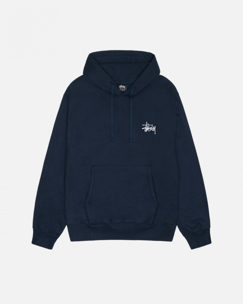 Stussy Basic Stussy Hoodie - Unisex Hoodies Granatowe | PLEGJ23568