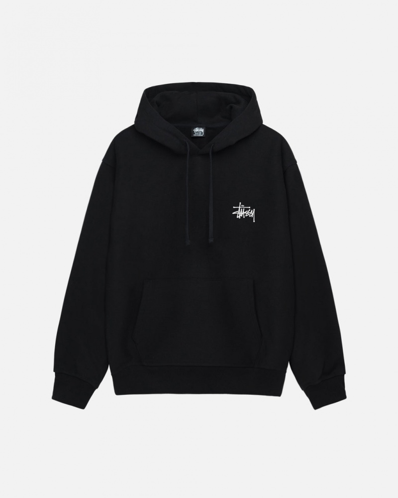 Stussy Basic Stussy Hoodie - Unisex Hoodies Czarne | PLDFL18051