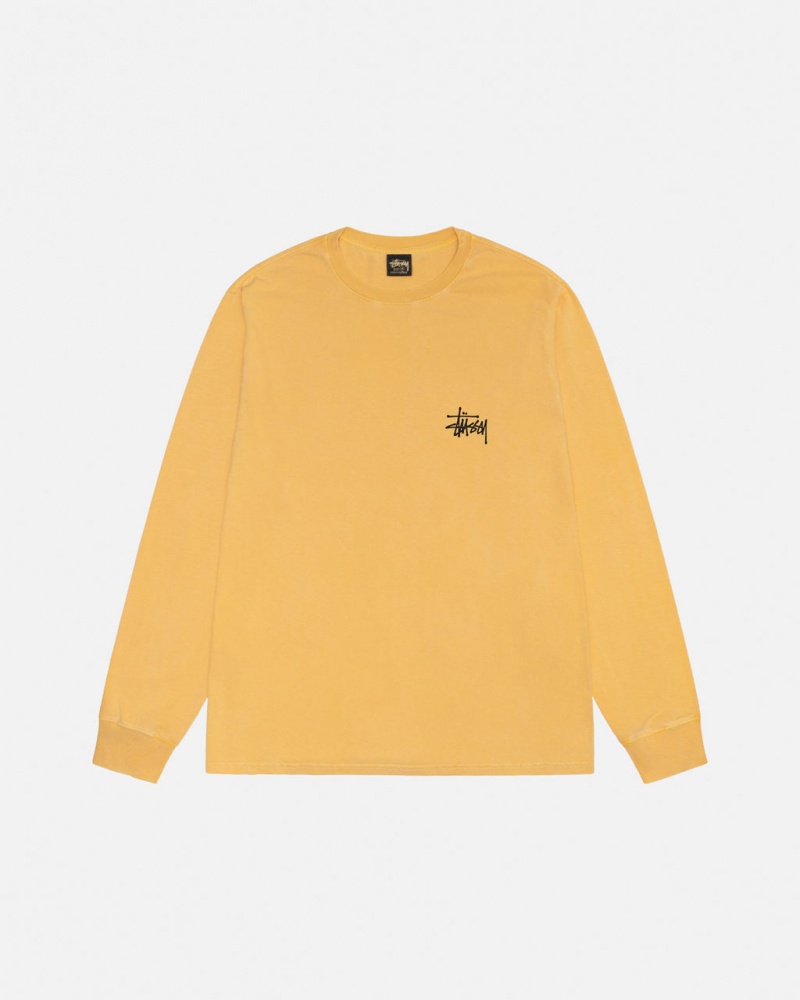 Stussy Basic Stussy LS Tee Pigment Dyed - Unisex Longsleeve Pomarańczowe | EPLVG52559