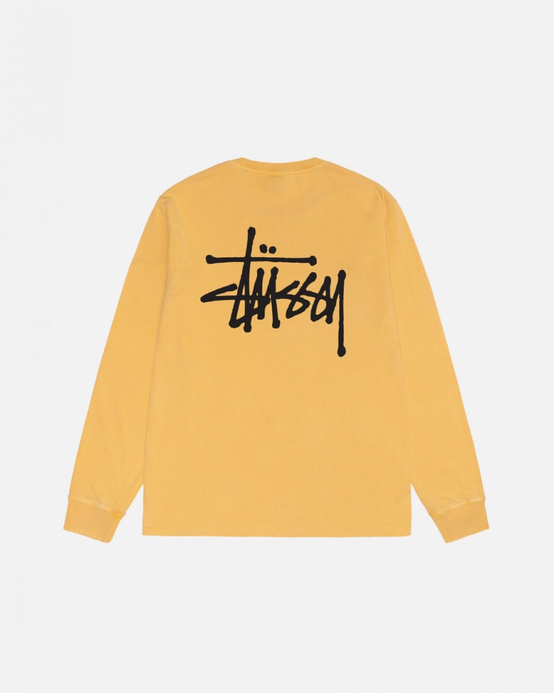 Stussy Basic Stussy LS Tee Pigment Dyed - Unisex Longsleeve Pomarańczowe | EPLVG52559