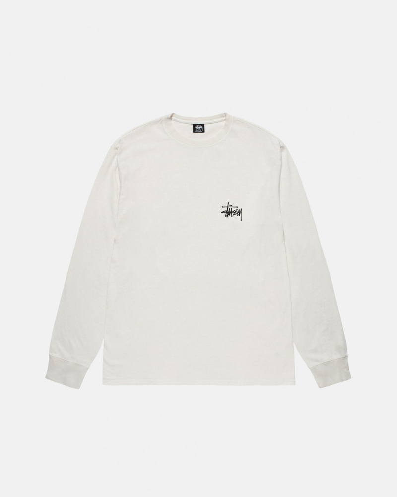 Stussy Basic Stussy LS Tee Pigment Dyed - Unisex Longsleeve Beżowe | APLWC45717