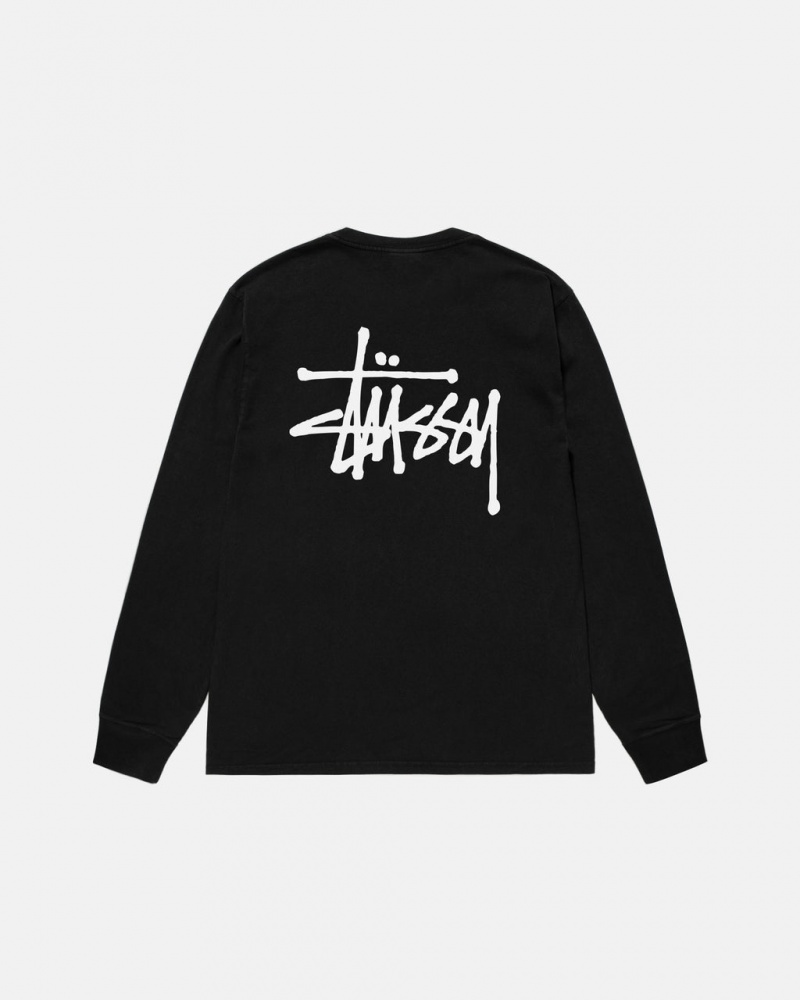 Stussy Basic Stussy LS Tee Pigment Dyed - Unisex Longsleeve Czarne | BPLSO90506