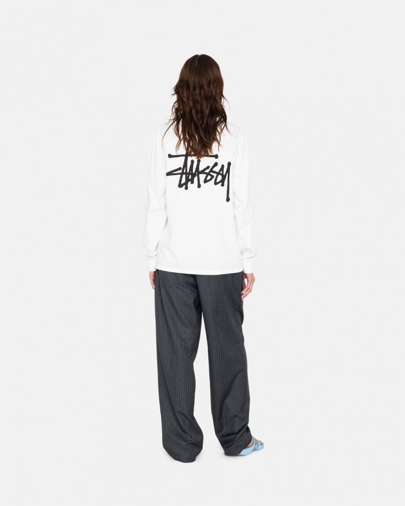 Stussy Basic Stussy LS Tee - Mens Tees Białe | PPLQX91110