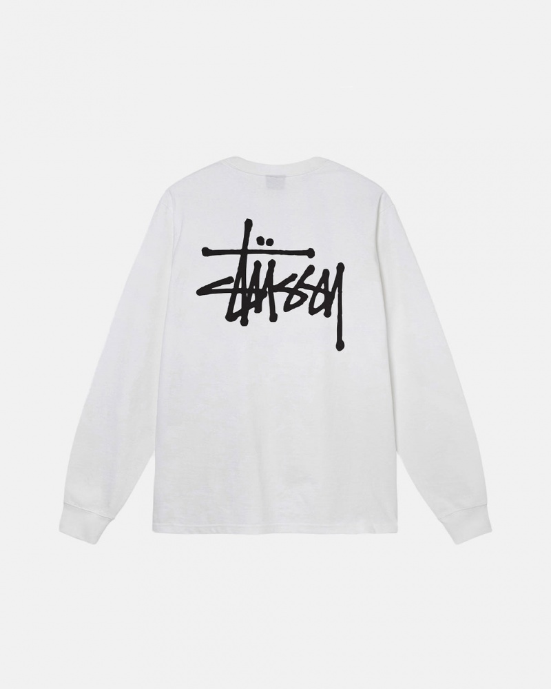 Stussy Basic Stussy LS Tee - Mens Tees Białe | PPLQX91110