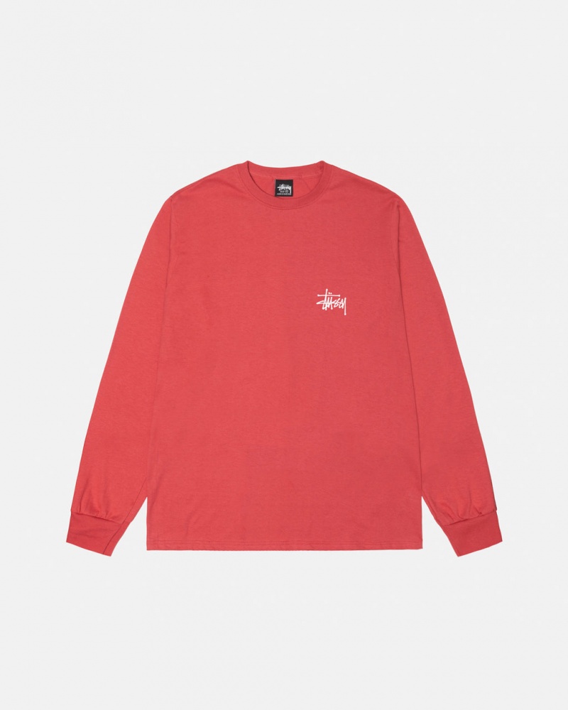 Stussy Basic Stussy LS Tee - Unisex Longsleeve Czerwone | ZPLMJ17495