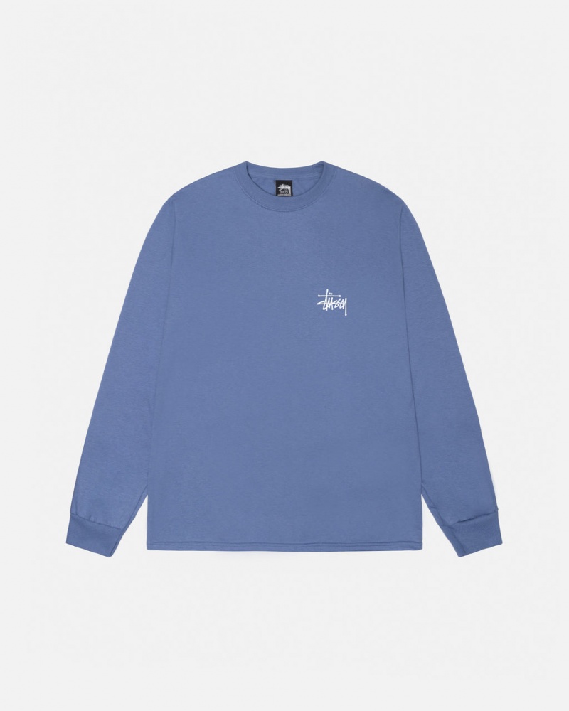 Stussy Basic Stussy Ls Tee - Mens Long Sleeve T-Shirt Niebieskie | PLEGJ28537