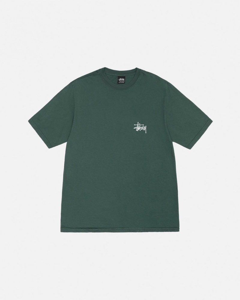 Stussy Basic Stussy Tee Pigment Dyed - Unisex Shortsleeve Zielone | APLDF86920