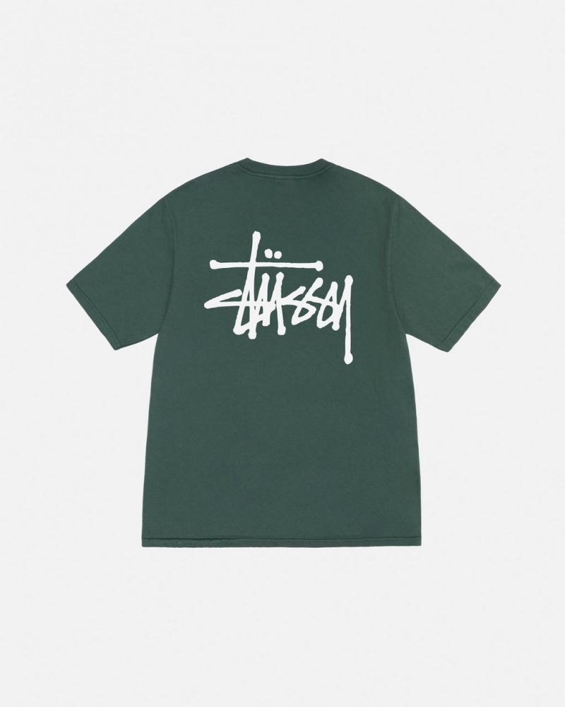 Stussy Basic Stussy Tee Pigment Dyed - Unisex Shortsleeve Zielone | APLDF86920