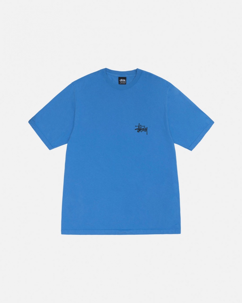 Stussy Basic Stussy Tee Pigment Dyed - Unisex Shortsleeve Niebieskie | FPLHY89297