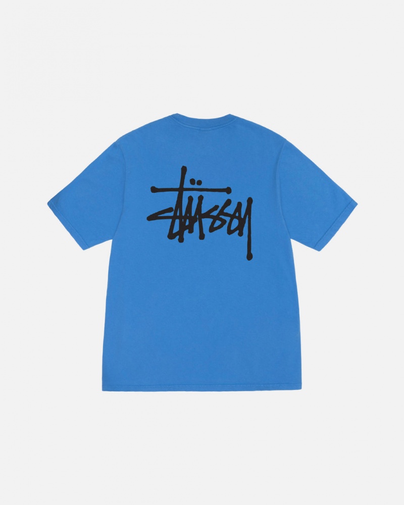 Stussy Basic Stussy Tee Pigment Dyed - Unisex Shortsleeve Niebieskie | FPLHY89297