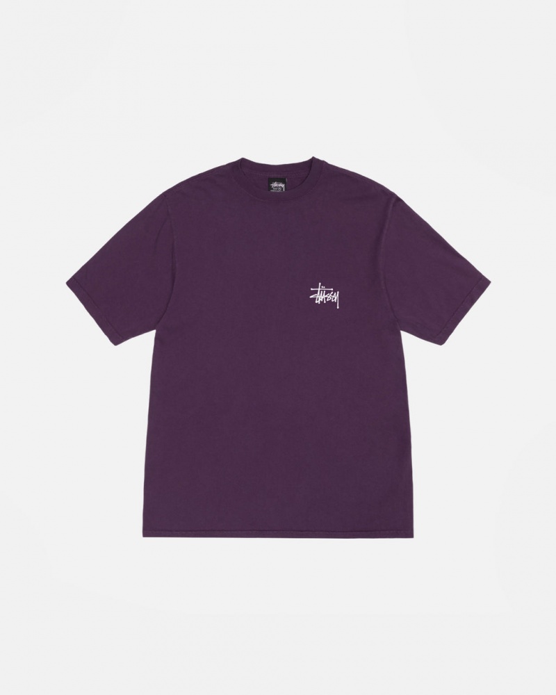 Stussy Basic Stussy Tee Pigment Dyed - Unisex Shortsleeve Fioletowe | UPLTG63281