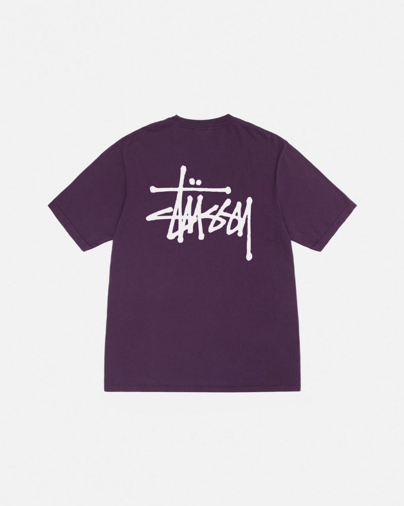 Stussy Basic Stussy Tee Pigment Dyed - Unisex Shortsleeve Fioletowe | UPLTG63281