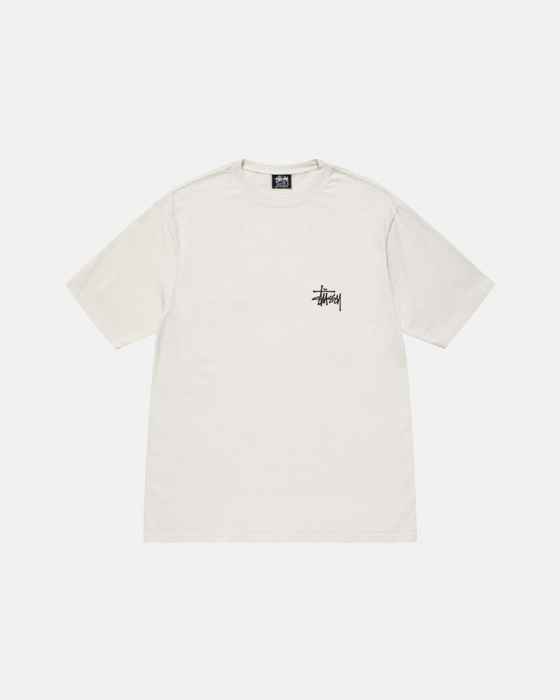 Stussy Basic Stussy Tee Pigment Dyed - Unisex Shortsleeve Beżowe | PLDYB74835