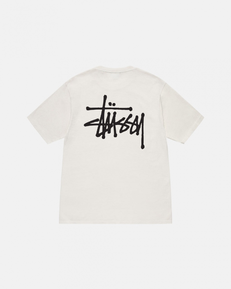 Stussy Basic Stussy Tee Pigment Dyed - Unisex Shortsleeve Beżowe | PLDYB74835