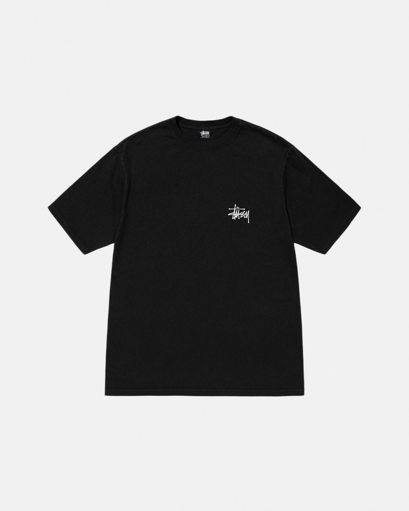 Stussy Basic Stussy Tee Pigment Dyed - Unisex Shortsleeve Czarne | DPLVO84961