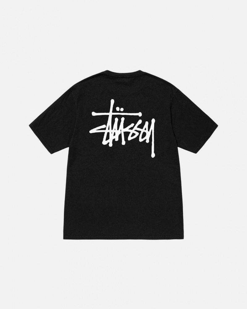 Stussy Basic Stussy Tee Pigment Dyed - Unisex Shortsleeve Czarne | DPLVO84961