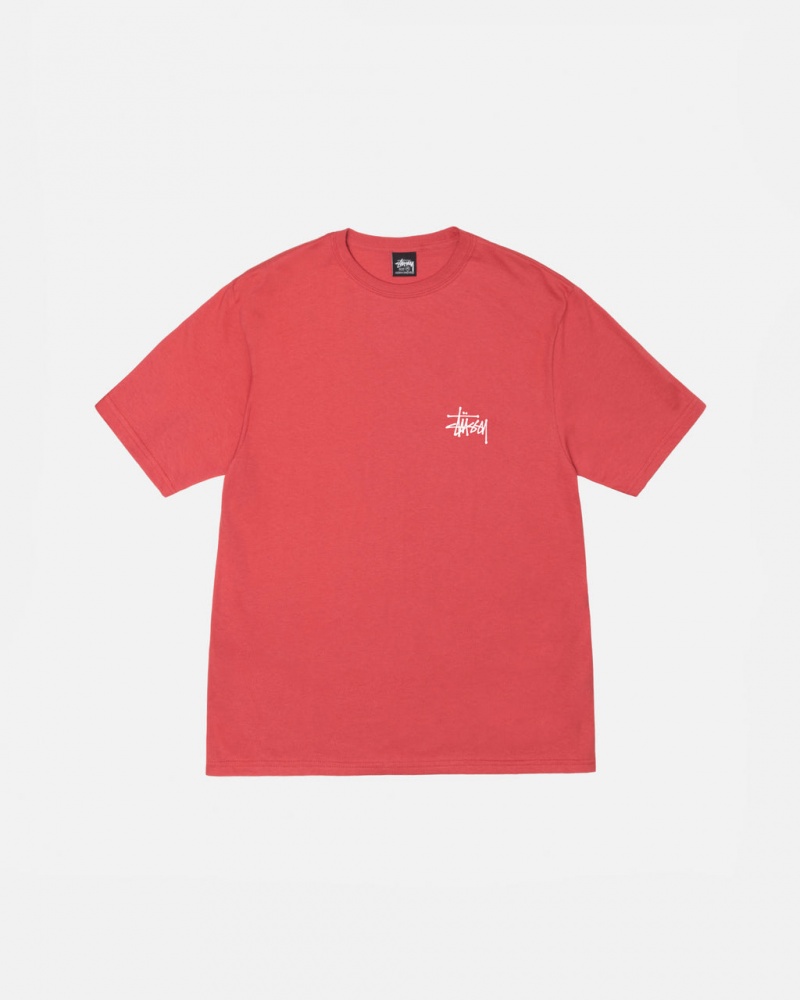 Stussy Basic Stussy Tee - Mens Krótkie Sleeve T-Shirt Czerwone | EPLHC23872