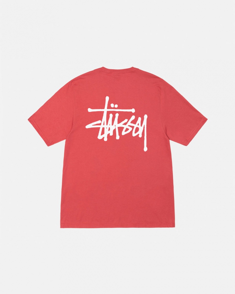 Stussy Basic Stussy Tee - Mens Krótkie Sleeve T-Shirt Czerwone | EPLHC23872