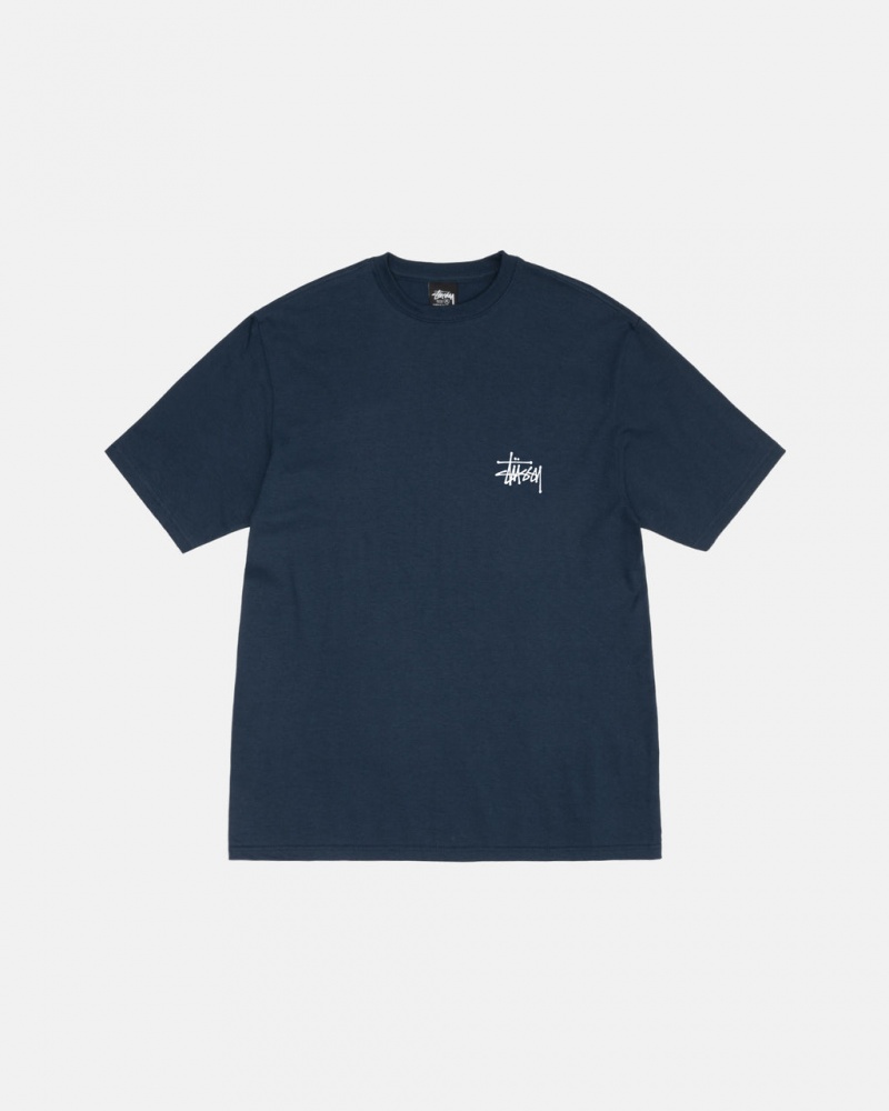 Stussy Basic Stussy Tee - Unisex Shortsleeve Granatowe | PLNZX47670