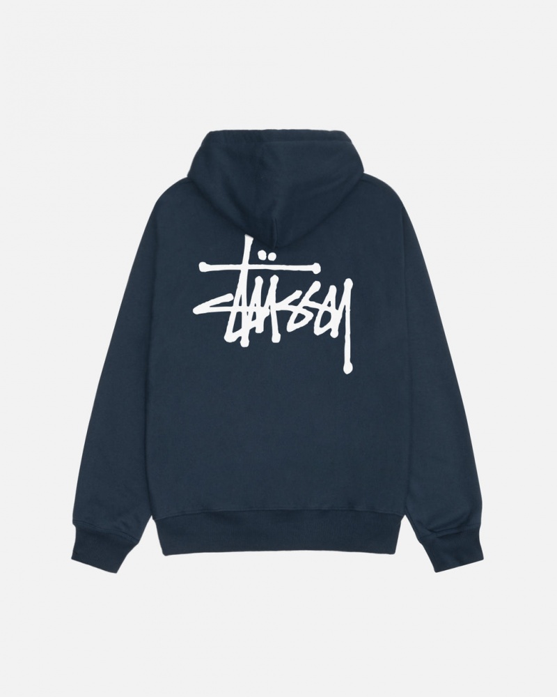 Stussy Basic Stussy Zip Hoodie - Unisex Hoodies Granatowe | PPLQX69761