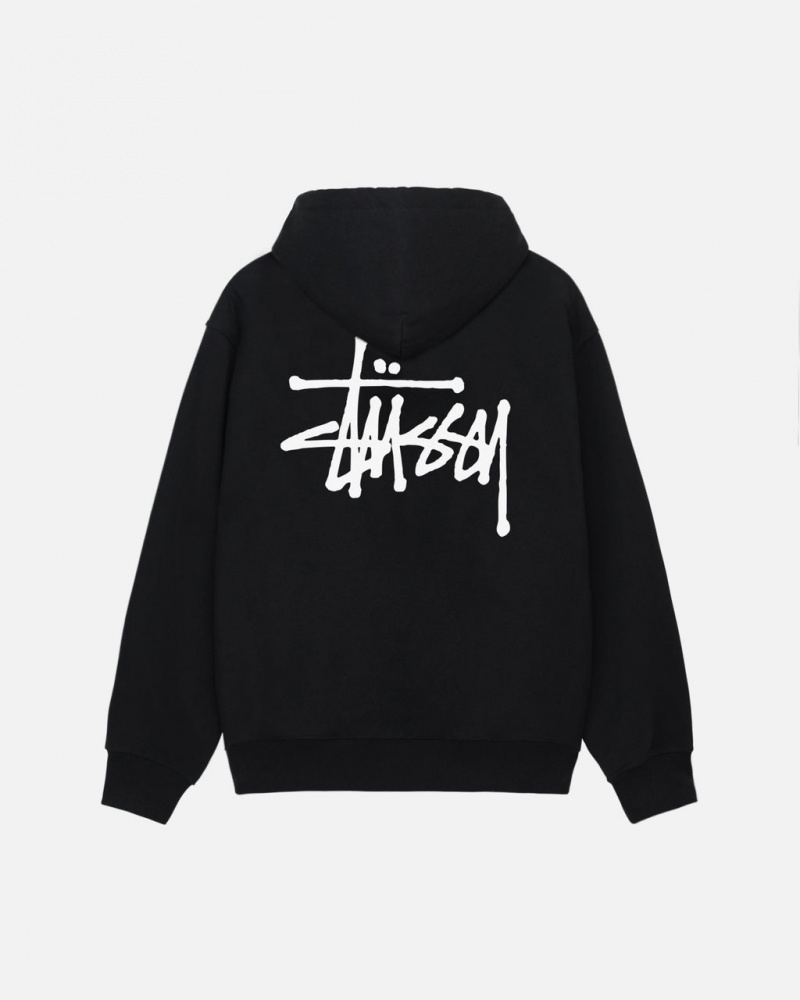 Stussy Basic Stussy Zip Hoodie - Unisex Hoodies Czarne | UPLTG60343