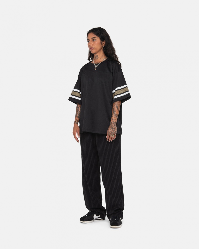 Stussy Beach Pant Wełna Stripe - Unisex Pants Czarne | PLQAV44746