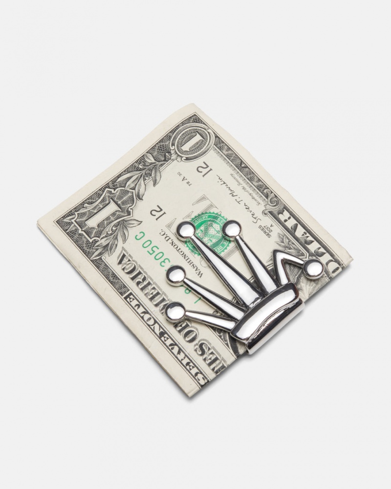 Stussy Bent Crown Money Clip - Novelty Home Srebrne | PLJKU48861