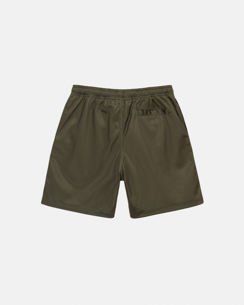 Stussy Big Basic Mesh Krótkie - Men&s Shorts Trunks Oliwkowe | UPLTG85650