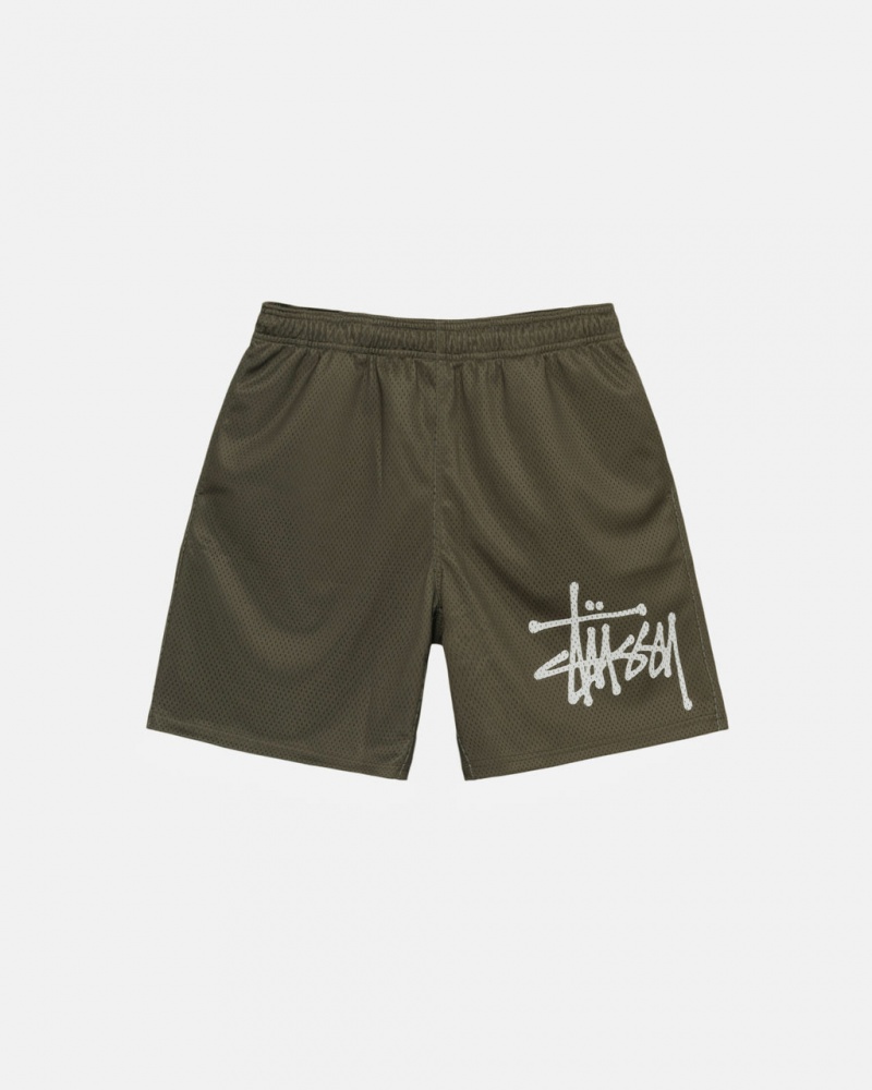 Stussy Big Basic Mesh Krótkie - Men&s Shorts Trunks Oliwkowe | UPLTG85650