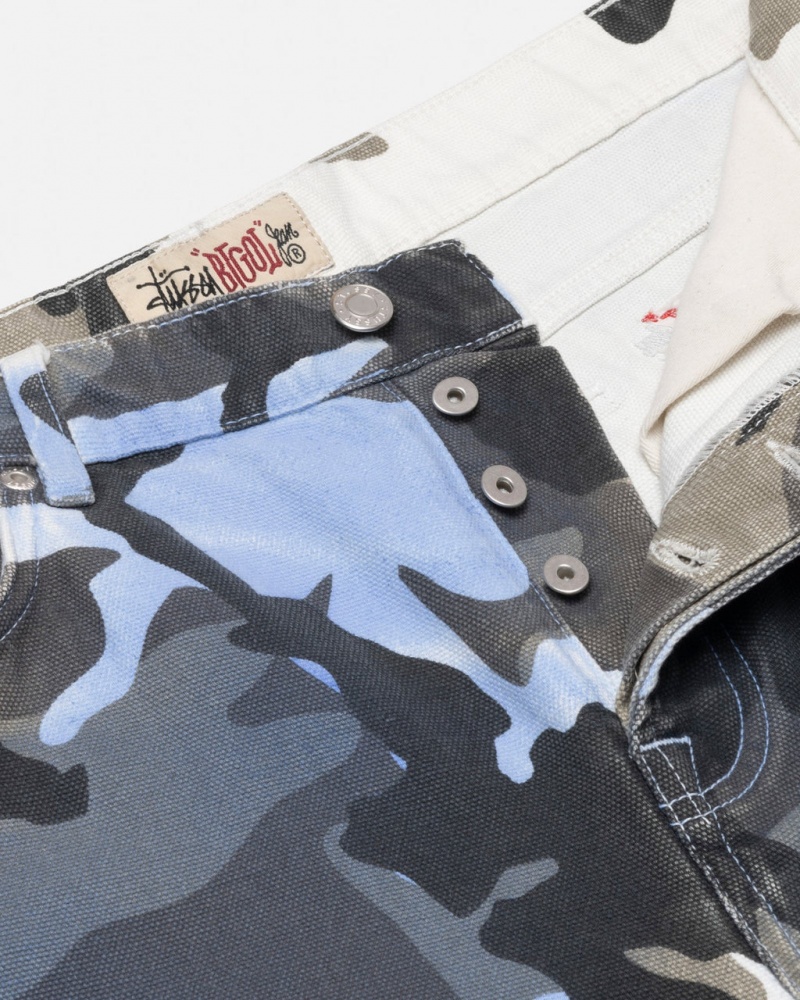 Stussy Big Ol& Jean Spray Dye Płócienne - Unisex Denim Niebieskie Camo | PLJKU55890