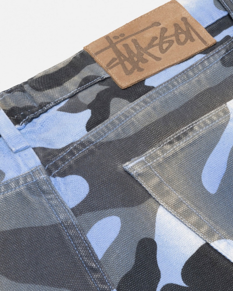 Stussy Big Ol& Jean Spray Dye Płócienne - Unisex Denim Niebieskie Camo | PLJKU55890