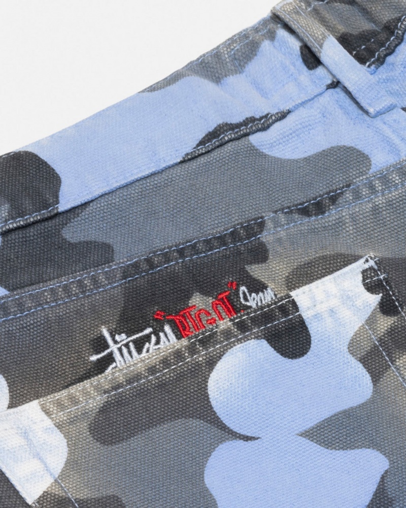 Stussy Big Ol& Jean Spray Dye Płócienne - Unisex Denim Niebieskie Camo | PLJKU55890