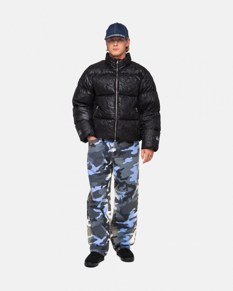 Stussy Big Ol& Jean Spray Dye Płócienne - Unisex Denim Niebieskie Camo | PLJKU55890