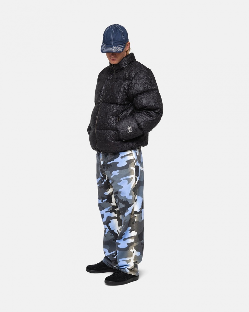 Stussy Big Ol& Jean Spray Dye Płócienne - Unisex Denim Niebieskie Camo | PLJKU55890