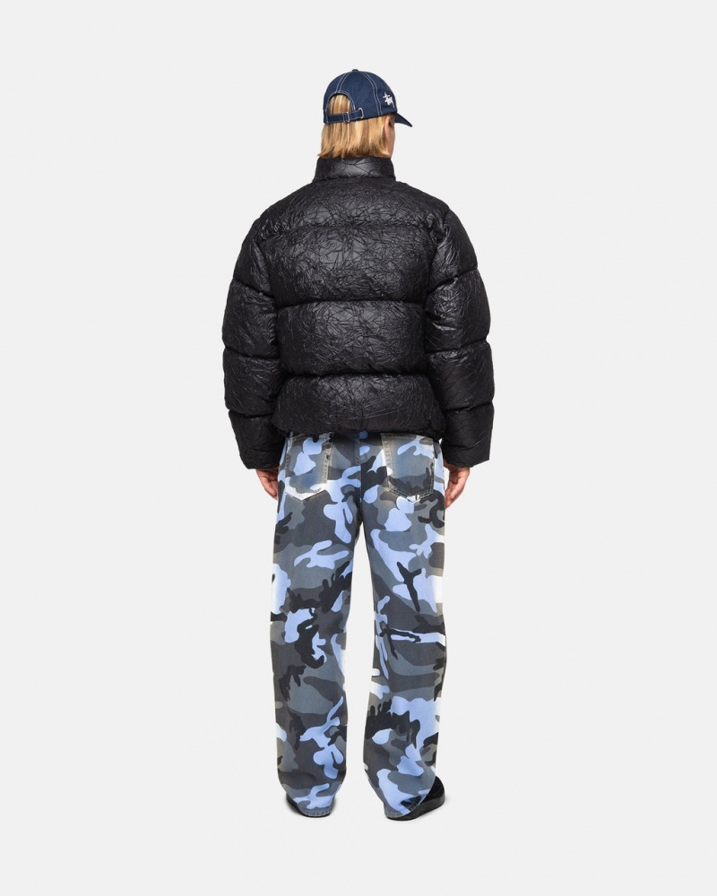 Stussy Big Ol& Jean Spray Dye Płócienne - Unisex Denim Niebieskie Camo | PLJKU55890