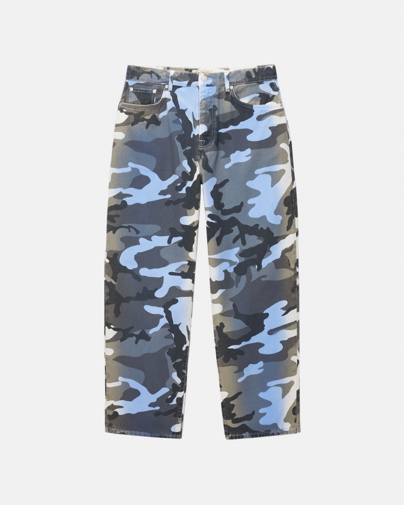 Stussy Big Ol& Jean Spray Dye Płócienne - Unisex Denim Niebieskie Camo | PLJKU55890