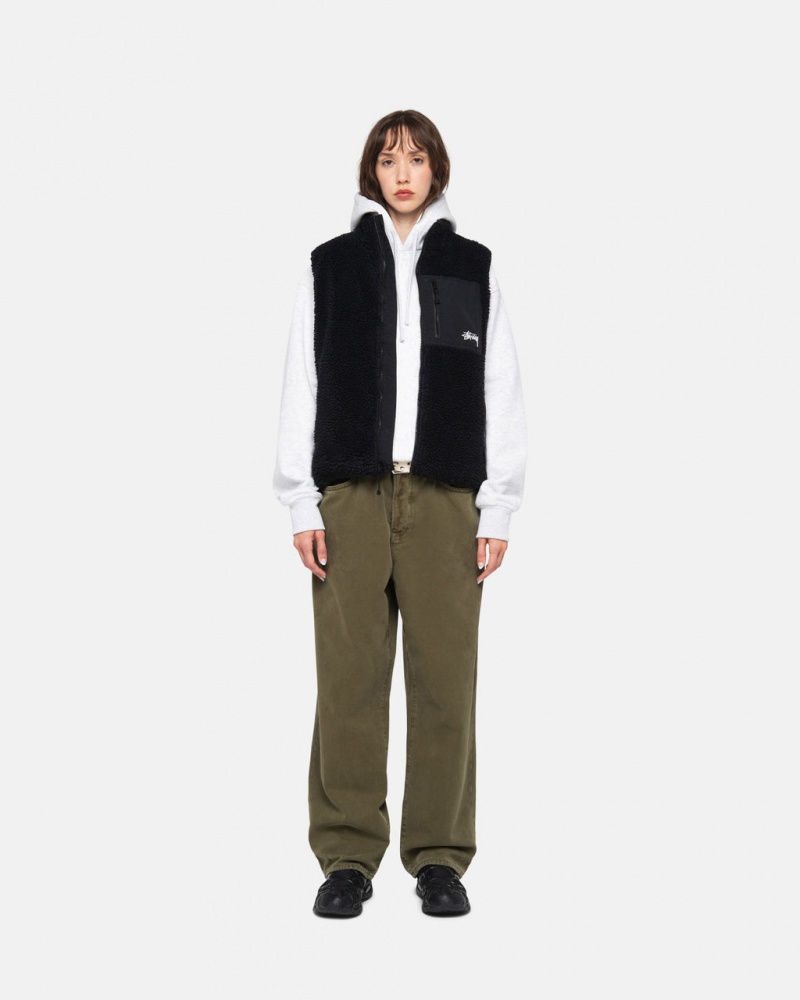 Stussy Big Ol& Jean Washed Płócienne - Unisex Pants Oliwkowe | BPLSO11098