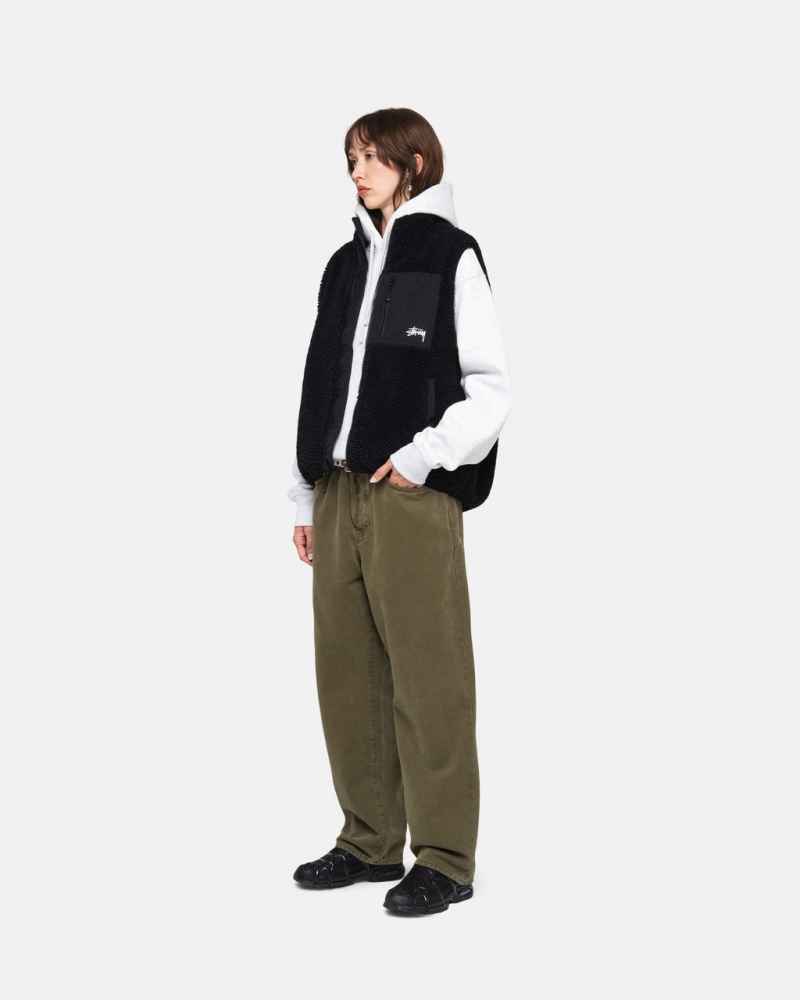 Stussy Big Ol& Jean Washed Płócienne - Unisex Pants Oliwkowe | BPLSO11098