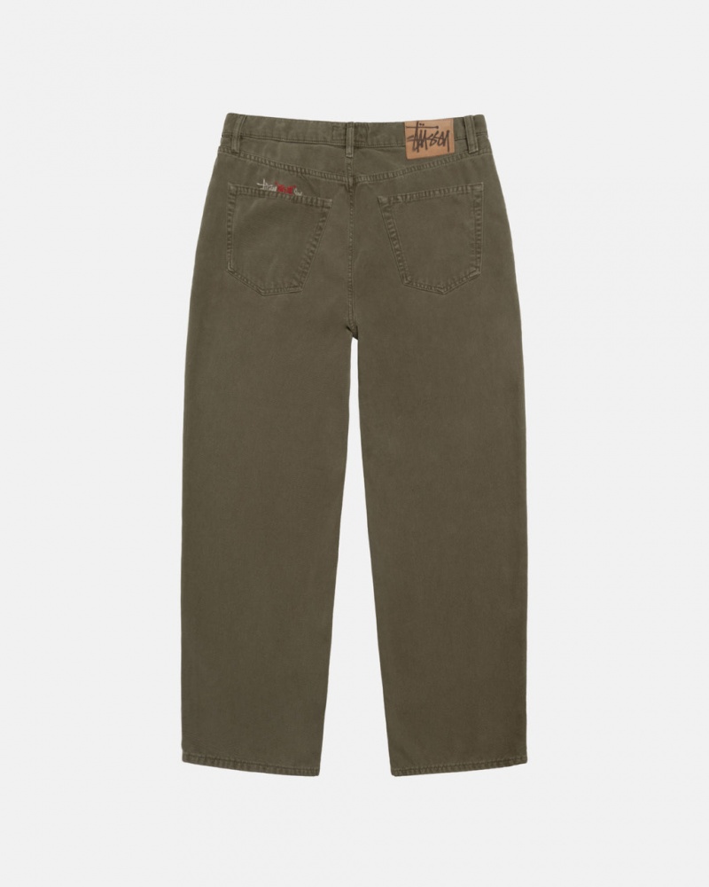 Stussy Big Ol& Jean Washed Płócienne - Unisex Pants Oliwkowe | BPLSO11098