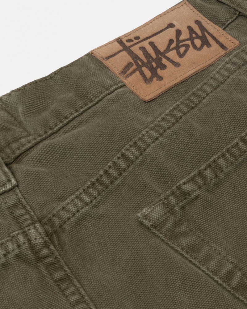 Stussy Big Ol& Jean Washed Płócienne - Unisex Pants Oliwkowe | BPLSO11098